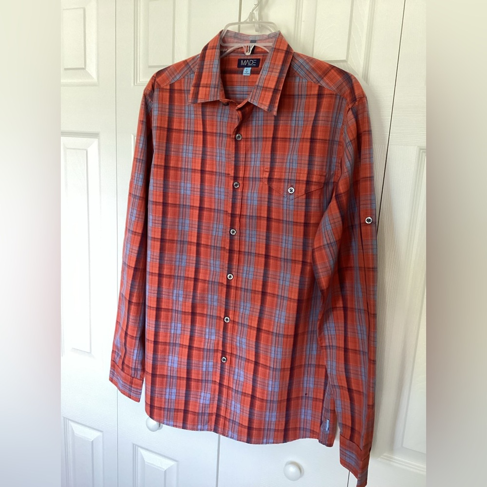 Red and Blue Plaid Men's Shirt